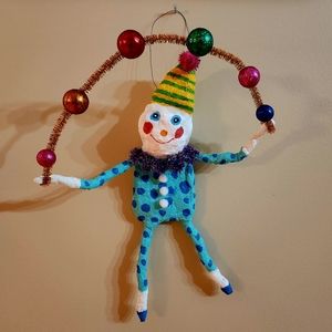 New handmade spun cotton clown.